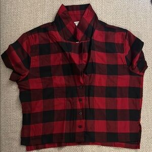 Red and Black Plaid Button-Up Shirt